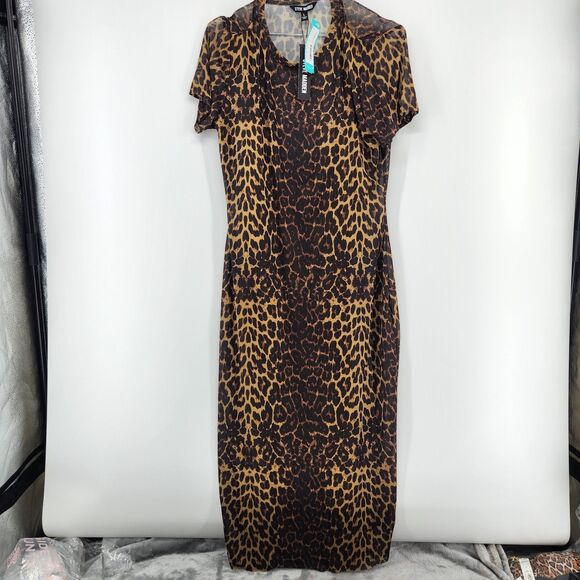 Steve Madden Dresses & Skirts - Steve Madden Women's Large Leopard Print Short Sleeve‎ Hailee Dress NWT